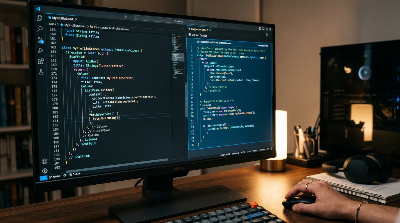 developer using AI to accelerate Flutter app development