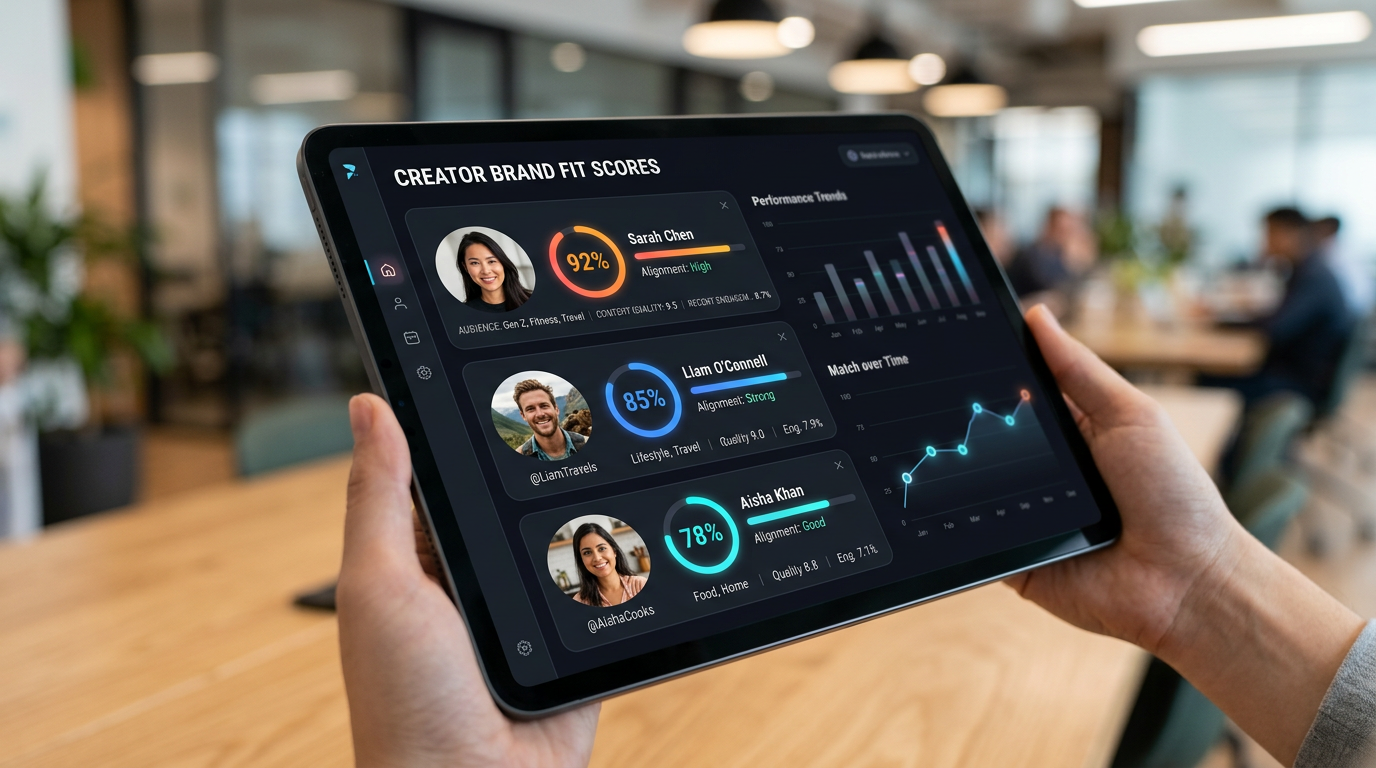 AI tool showing creator-brand fit scores for an ecommerce campaign