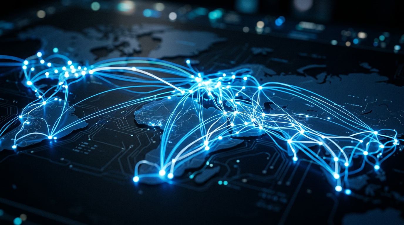 ai workflows connecting geo-specific data points on a map