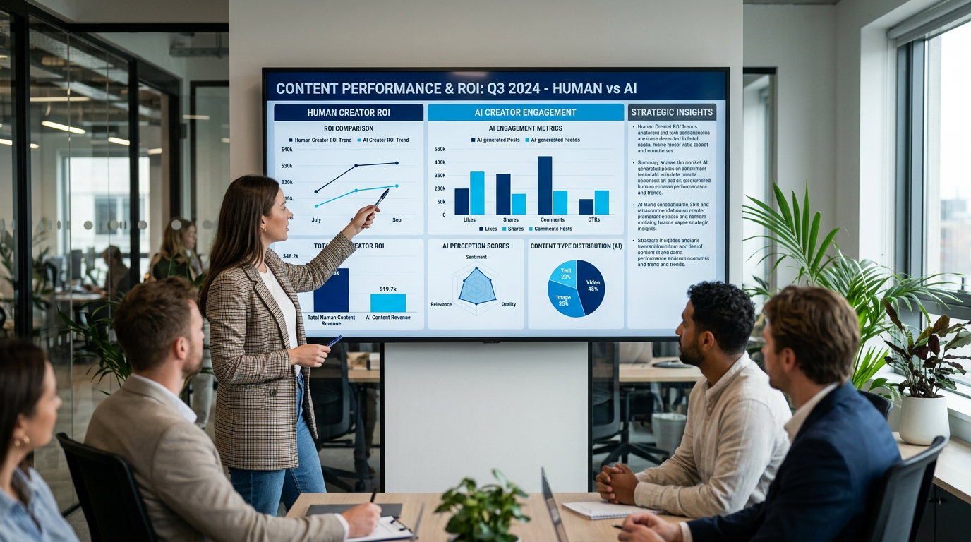 dashboard showing AI influencer ROI data vs human influencers