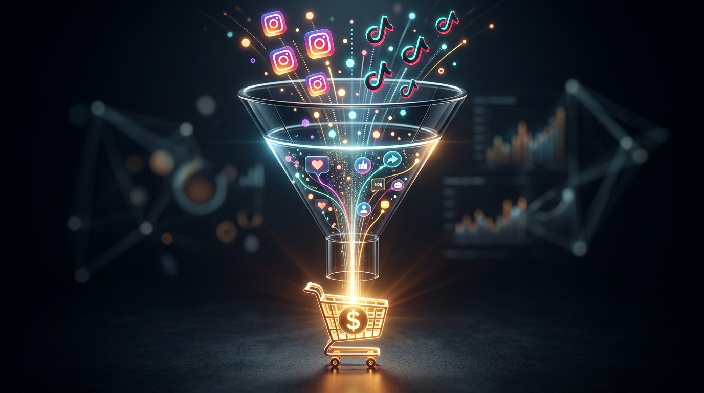 Data visualization showing the ROI funnel from an AI influencer's content.