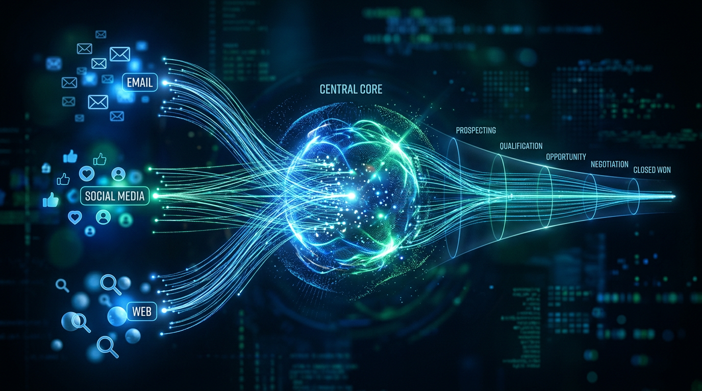 a diagram of an ai revenue operations system for lead nurturing