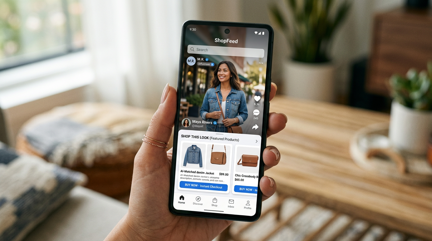 ai social commerce feed on a smartphone