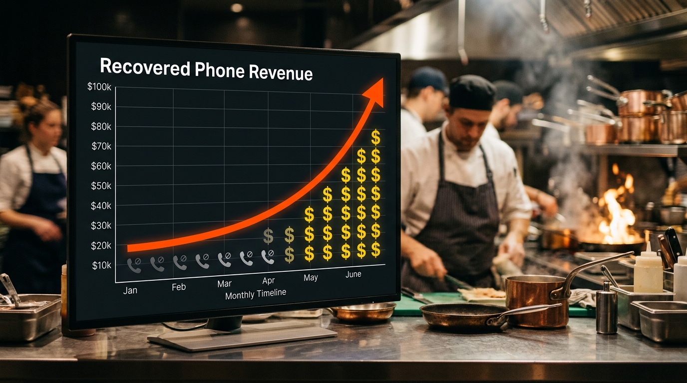 Graph showing increased restaurant revenue from using an AI voice agent.