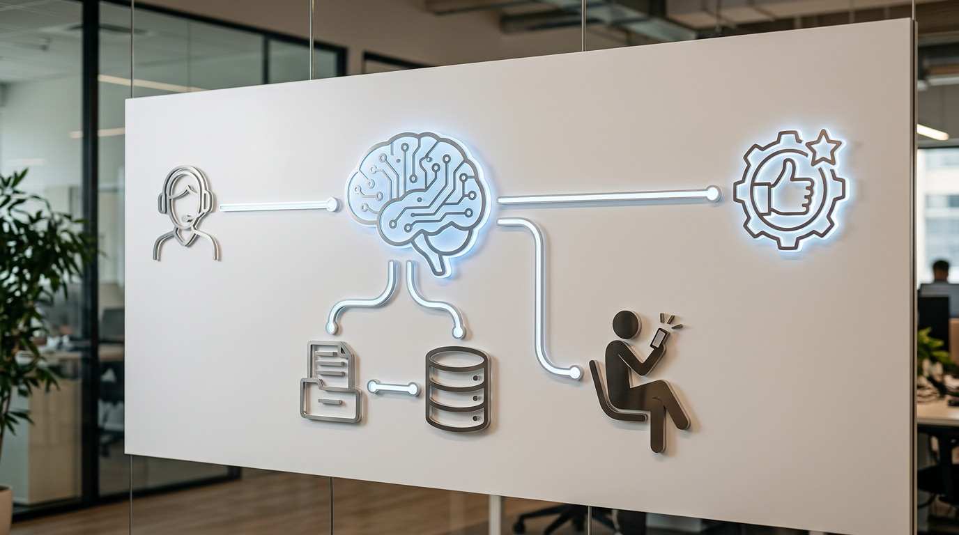 Diagram showing how AI voice agents resolve customer issues