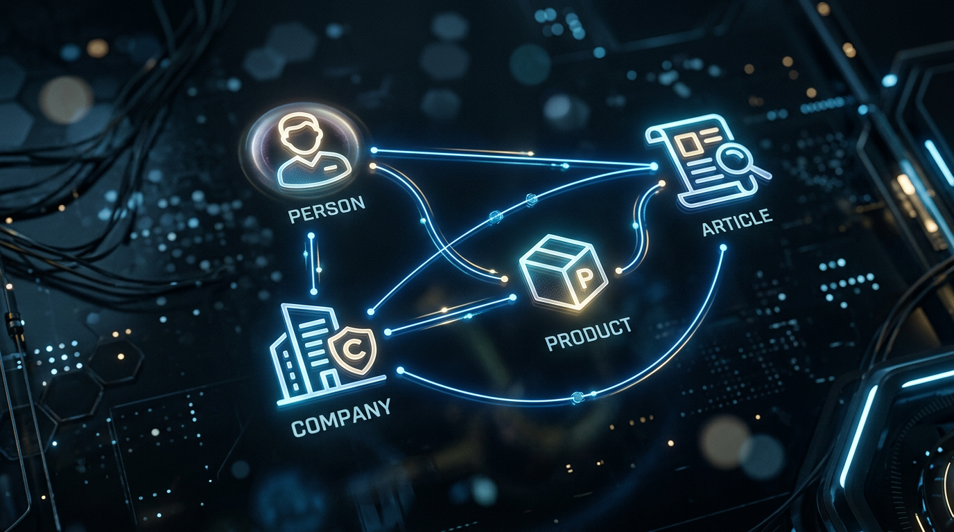 Connected schema entities using @id and @graph for SEO