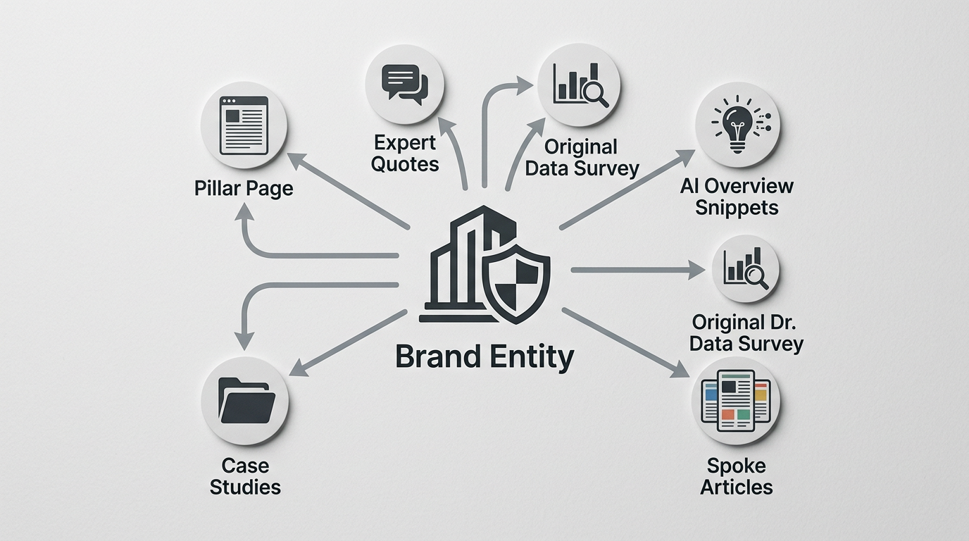 diagram showing the entity-first seo content strategy model