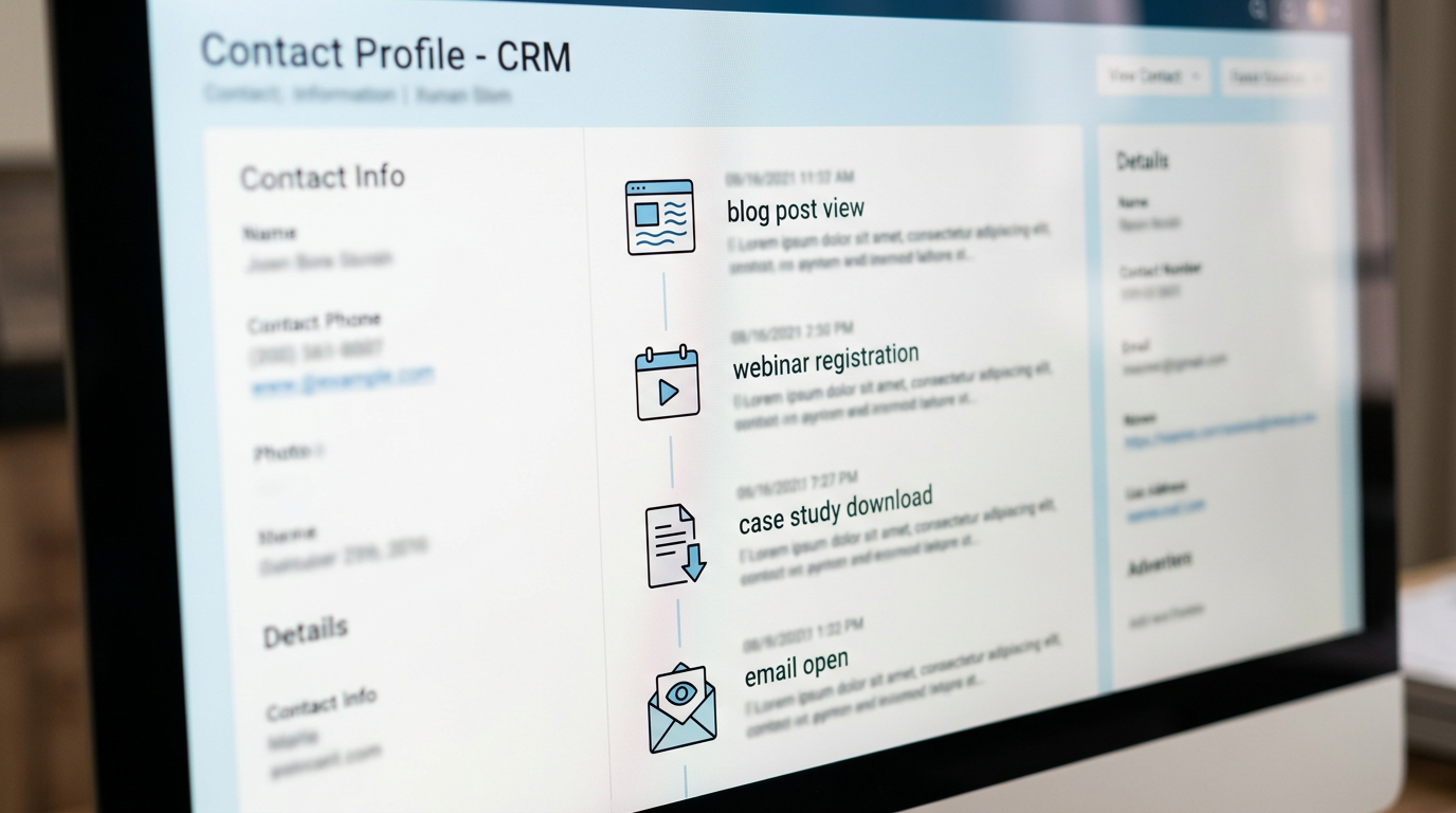 HubSpot CRM dashboard showing a content-assisted customer journey with multiple touchpoints