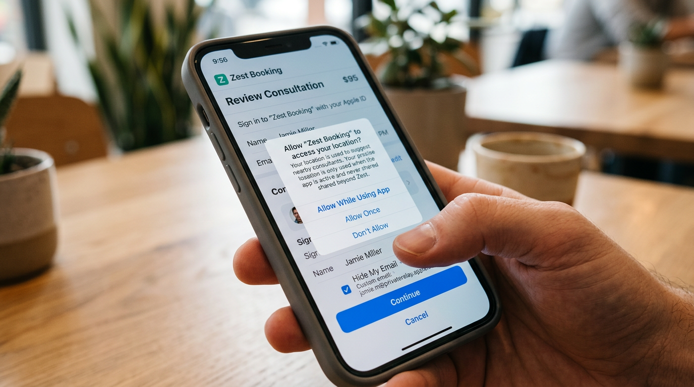 iOS app user experience for building trust with Sign In with Apple