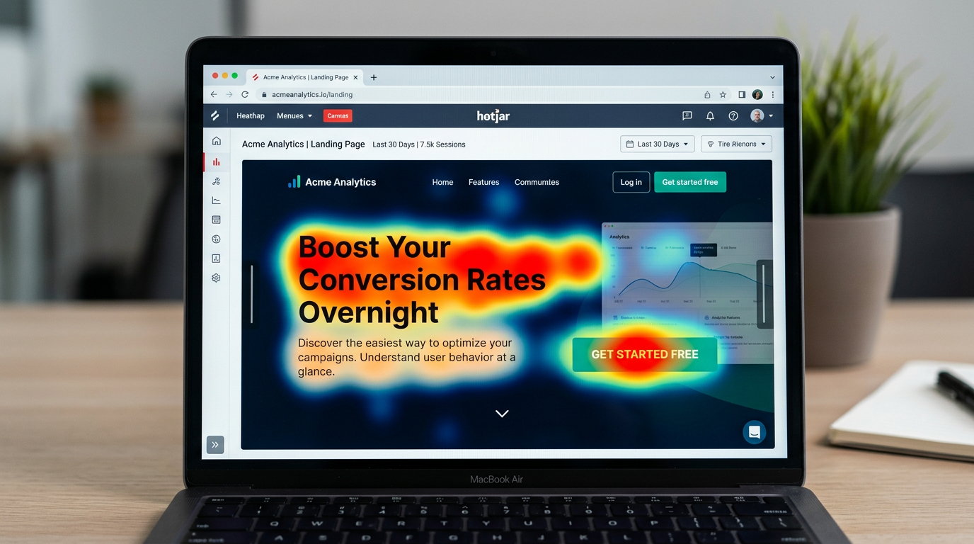 Heatmap analysis showing user engagement on a high-converting landing page.