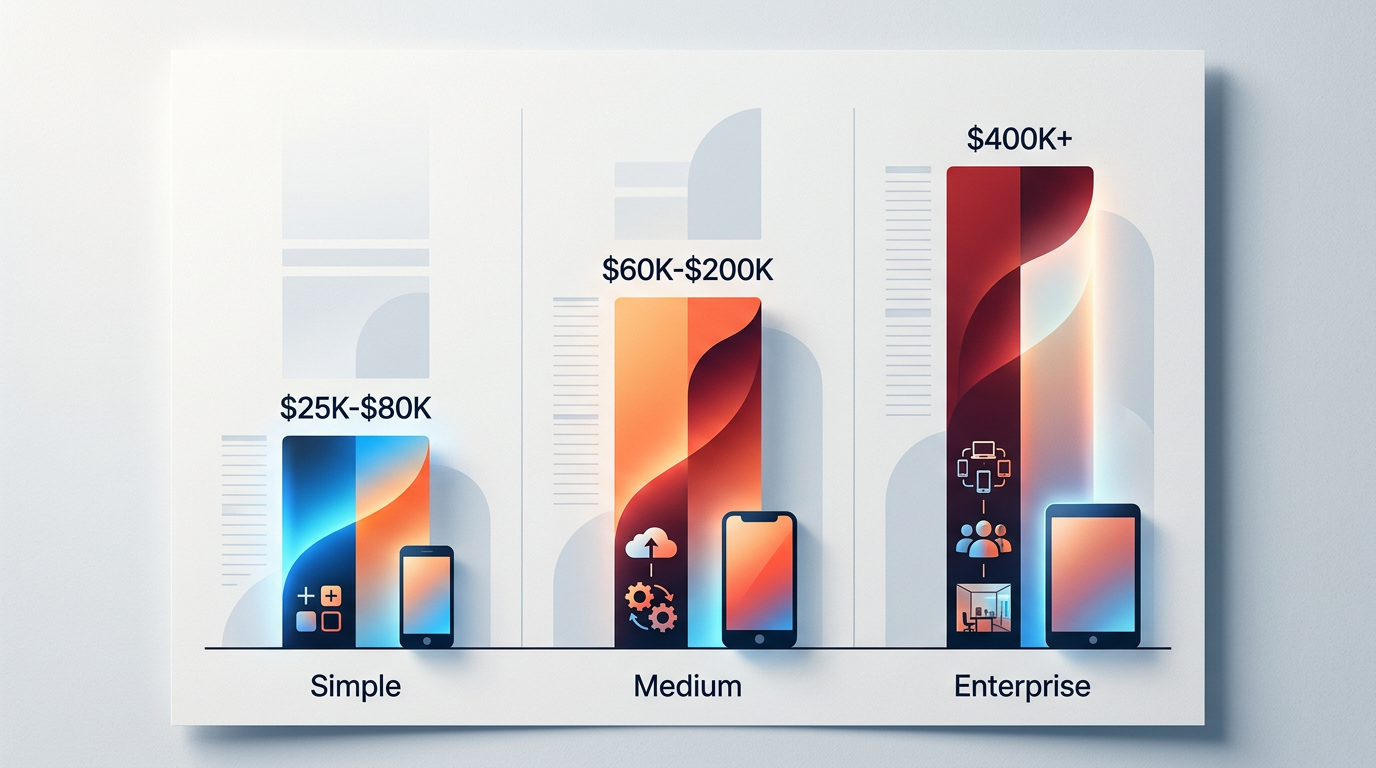 Graph showing the cost to build a mobile app by complexity