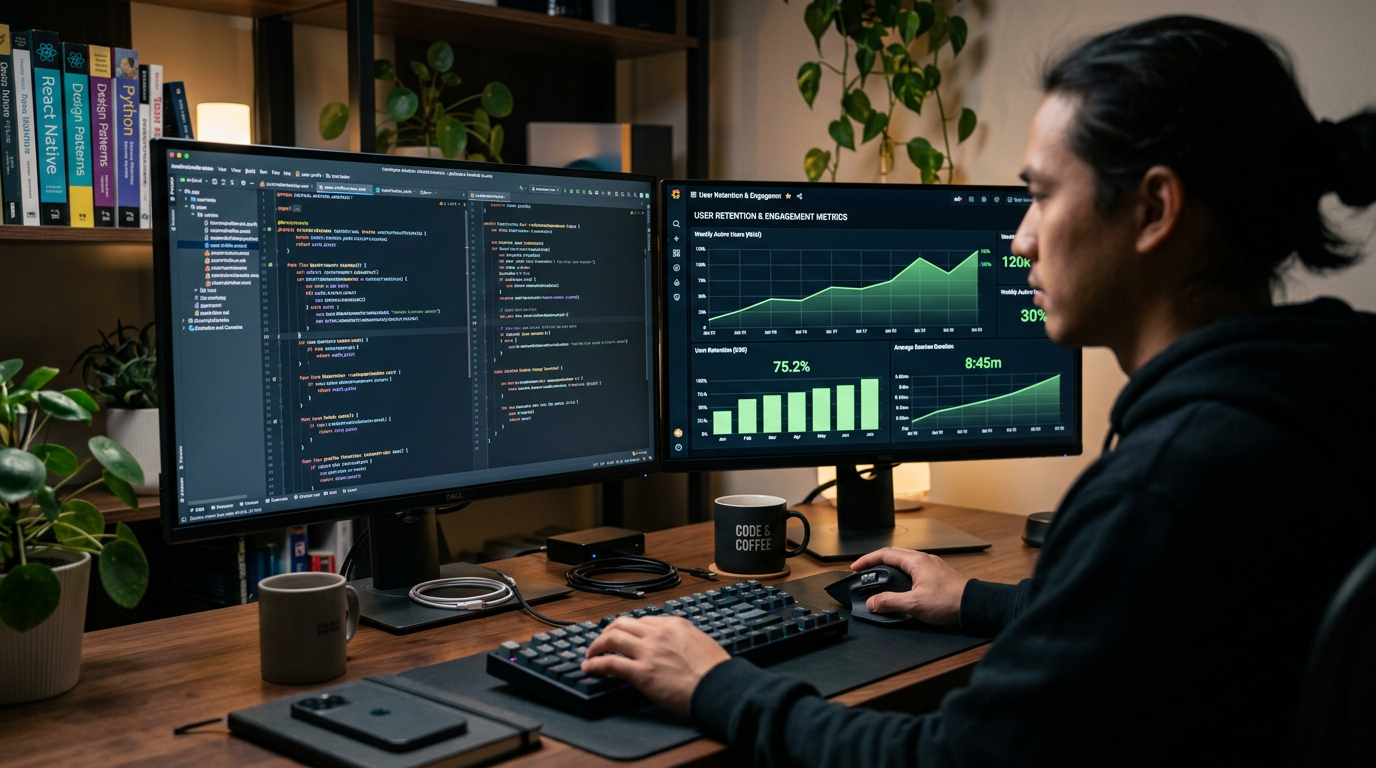 developer analyzing native app user retention data