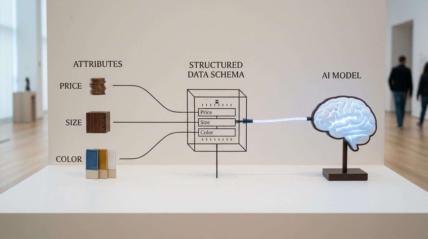 A diagram explaining how structured data informs AI models for product pages