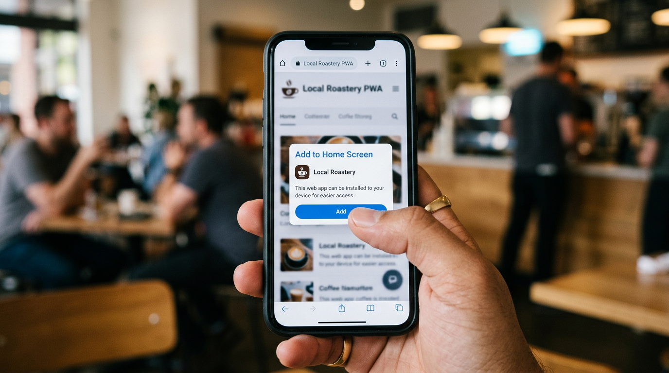 user adding a progressive web app to their phone's home screen