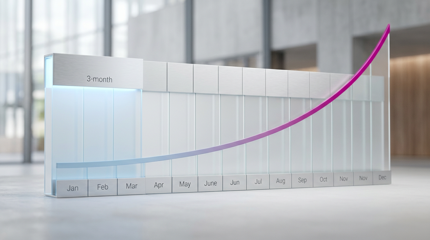 A timeline graphic showing SEO results over 3 to 12 months