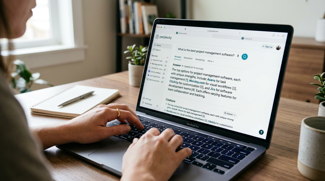Testing for brand inclusion in an AI search engine response.
