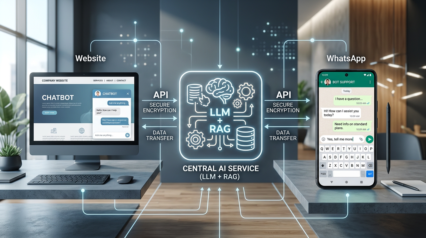 Unified AI service architecture diagram for chatbots